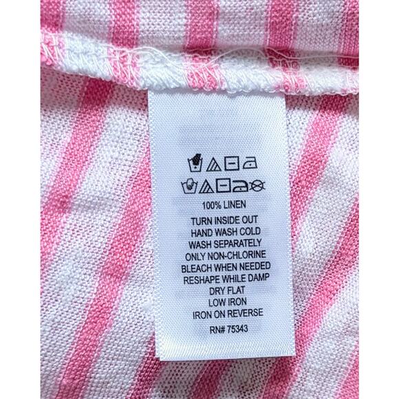 Christian Siriano Linen Top Medium Pink White Striped High Low Cap Sleeve NEW - Picture 9 of 9